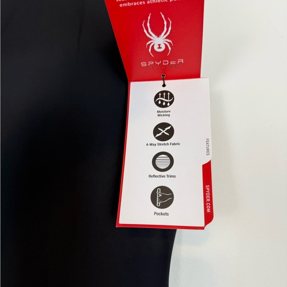 SPYDER High Waist Mesh back Support Crop Legging. Black. Size Large. NWT. - Picture 6 of 12